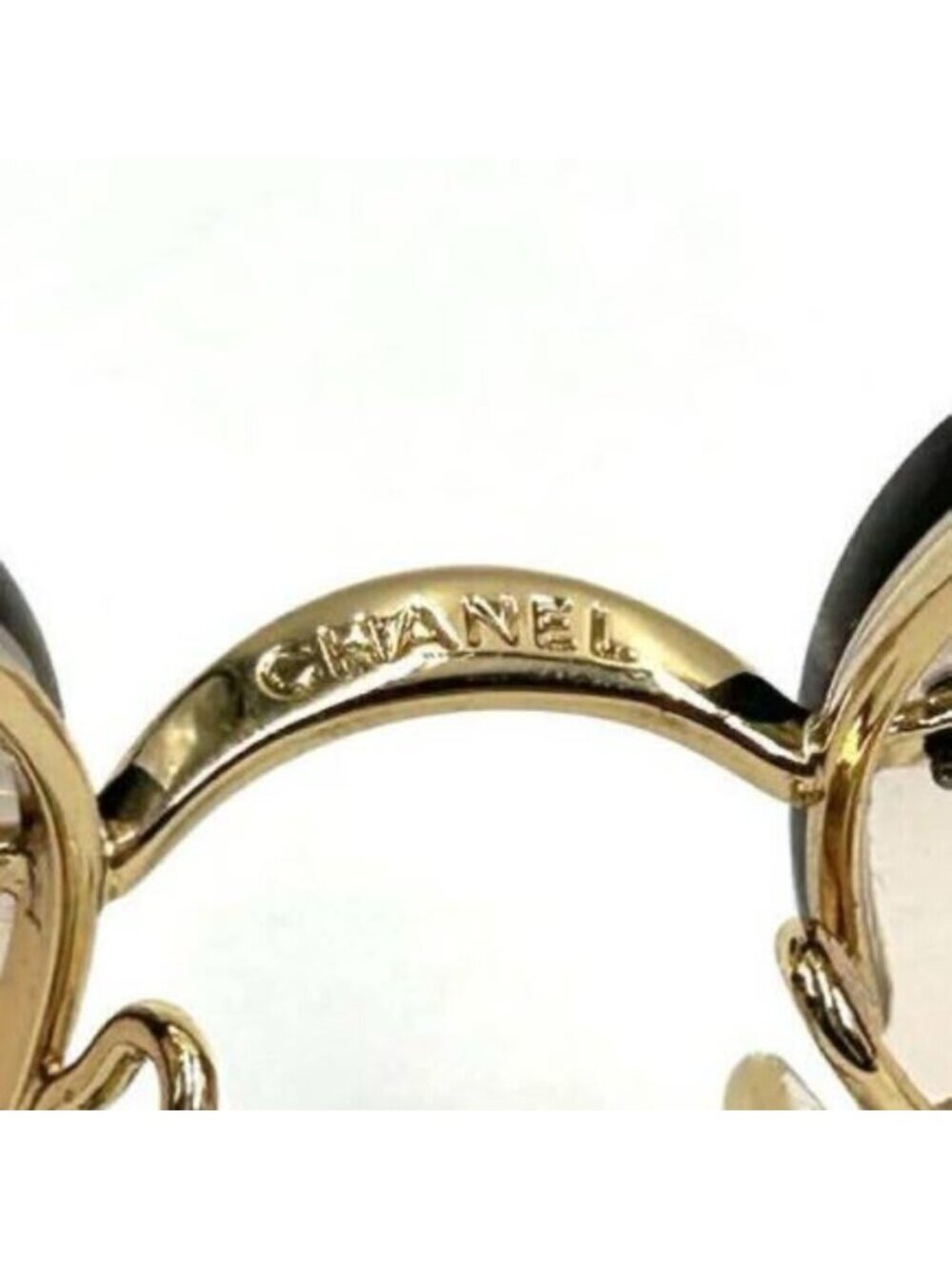 Chanel Vintage Sunglasses Rhinestone CC Logo Rimless Gradient Gold Y2 - Picture 7 of 10
